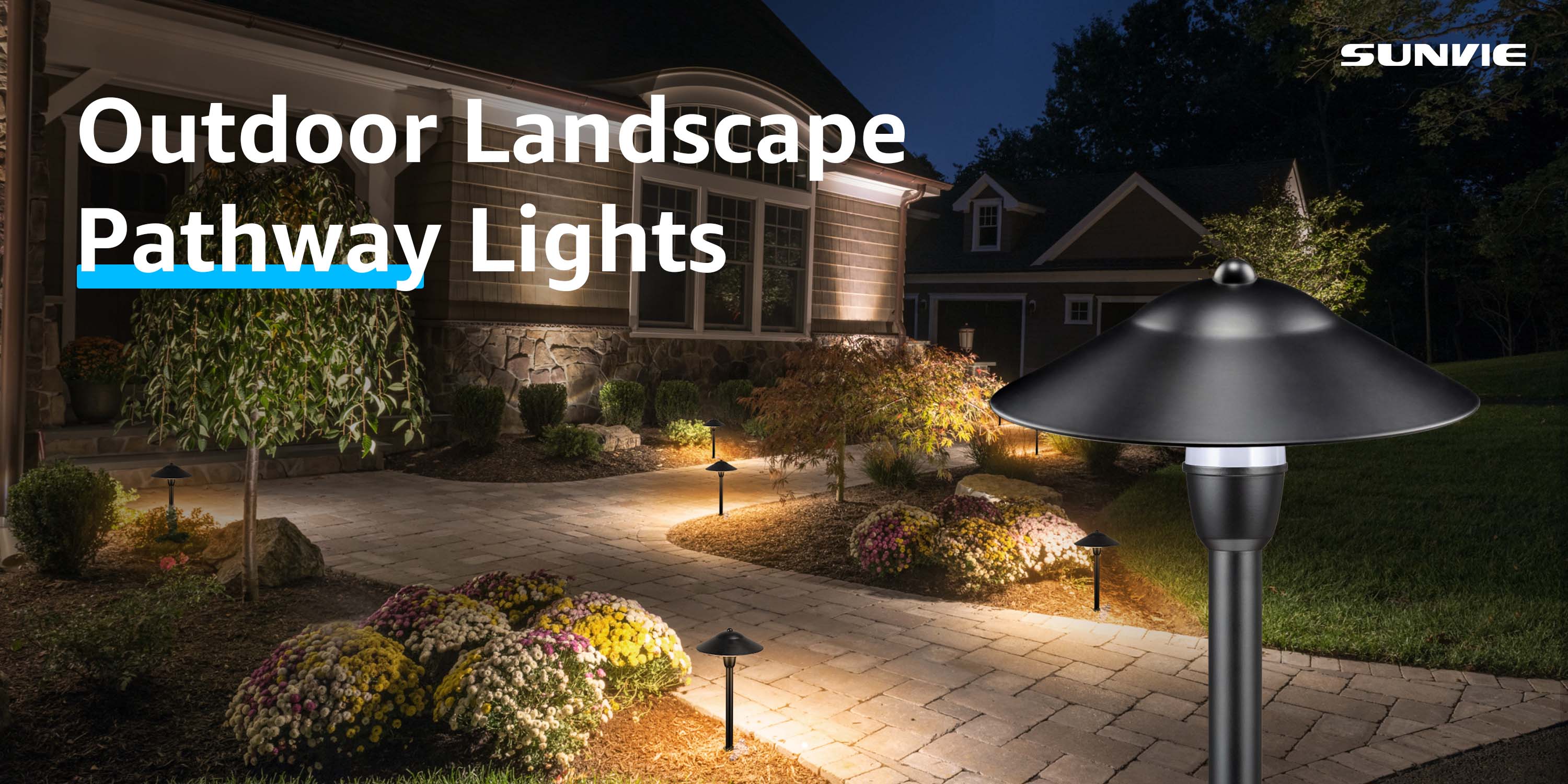 Low Voltage 3W Landscape Pathway Bollard Lights with CRI 90+ ETL Listed Cord 12 Pack LYAWB-03-12C SUNVIE