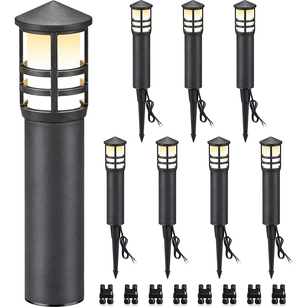 3W Aluminum Wired Landscape Pathway Bollard Lights with CRI 90+ ETL Listed Cord 8 Pack LYAWB-03-08C SUNVIE