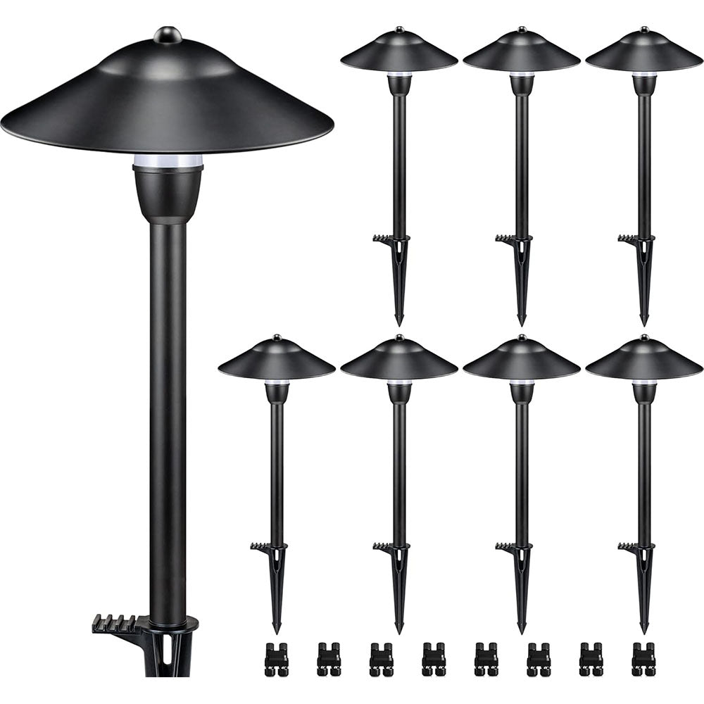 LED Low Voltage 3W Cast-Aluminum Landscape Pathway Lights with ETL Listed Cord 8 Pack LSAWB-03-08C SUNVIE