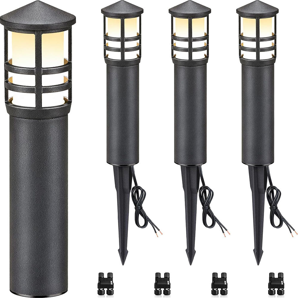 3W Aluminum Wired Landscape Pathway Bollard Lights with CRI 90+ ETL Listed Cord 4 Pack LYAWB-03-04C SUNVIE