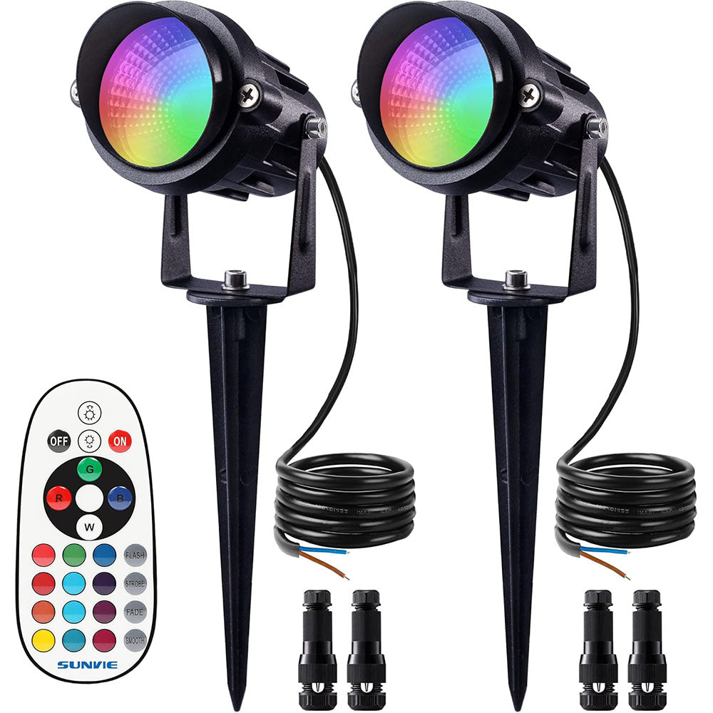 Low Voltage 12W RGBW Color Changing Landscape Lights with Connector 2 Pack CLRS-12B-02C SUNVIE