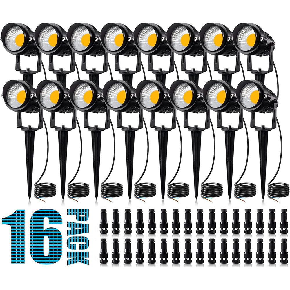 Low Voltage 12W 3000K Warm White Waterproof Landscape Spotlights with Stand 16 Pack CLWS-12-16C SUNVIE