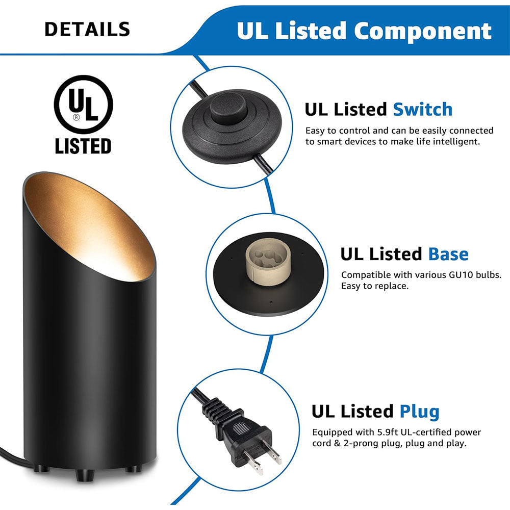 5W Black Indoor Floor Can Uplighting Spotlight with 2700K GU10 Bulb Accent & Foot Switch 4 Pack FCL-01B-04 SUNVIE