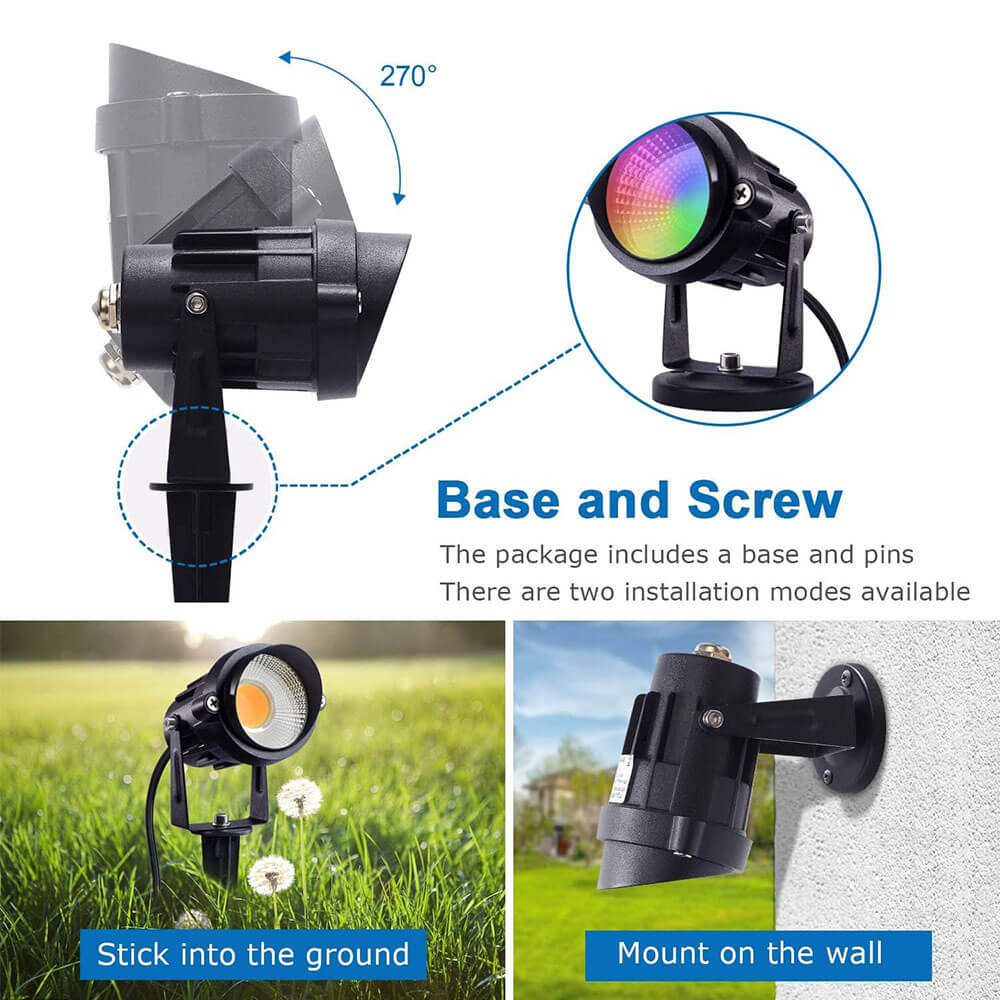 120V 6W RGB Color Changing Outdoor Waterproof Landscape Lights with Remote Control 2 Pack CHRS-06-02 SUNVIE