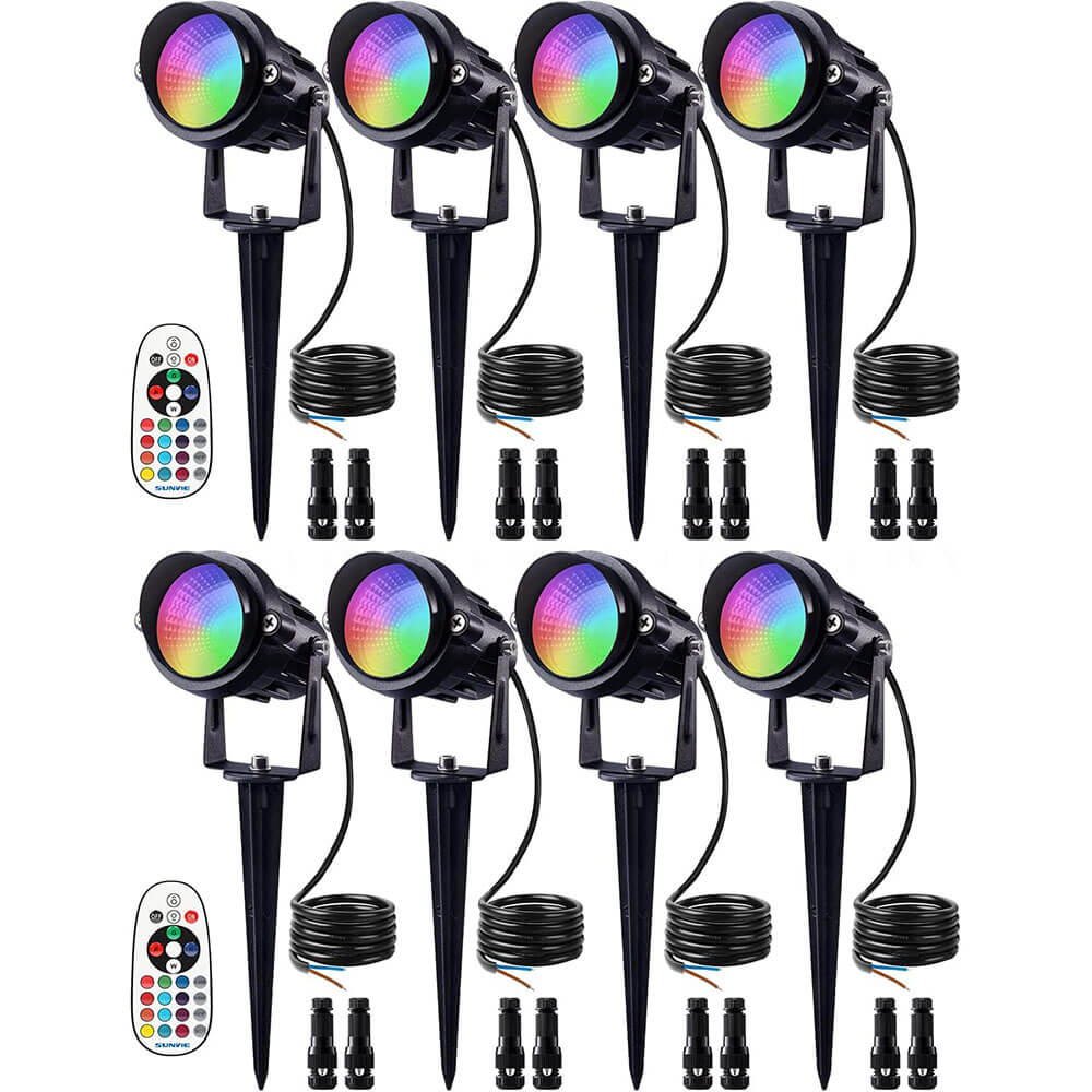 Low Voltage 12W RGB Color Changing LED Landscape Lights with Connector 8 Pack CLRS-12-08C SUNVIE