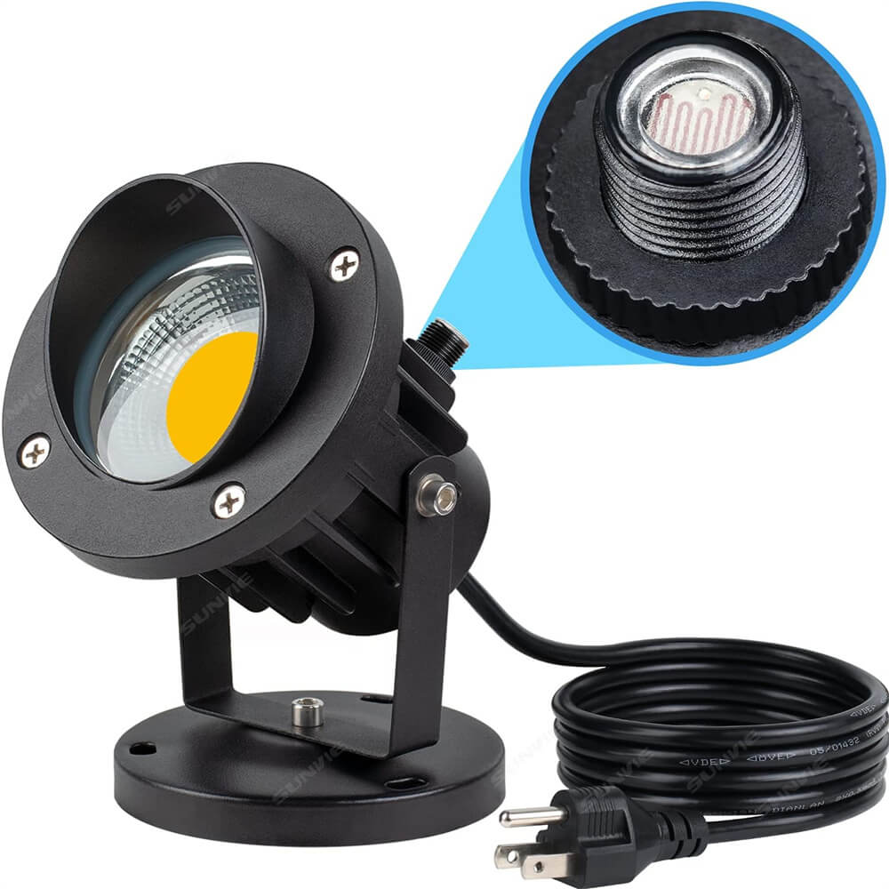 120V 20W 3000K LED Outdoor Landscape Spotlight with Dusk to Dawn Photocell Sensor with 6 FT Cord CHWP-20-01P SUNVIE