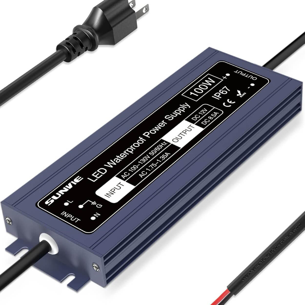 120V to 12V DC Constant Voltage 100W Waterproof LED Power Supply Transformer LVT-100DC SUNVIE