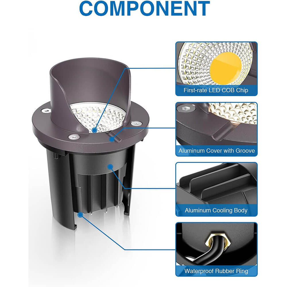 Low Voltage 12W LED Waterproof Outdoor Shielded In-Ground Well Lights with Wire Connectors 6 Pack MDWL-12-06C SUNVIE