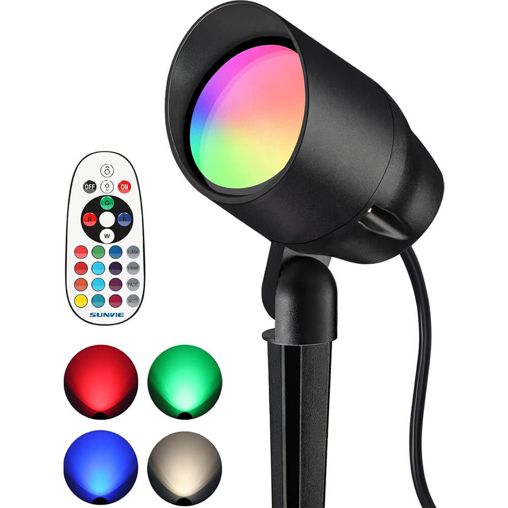 120V 15W Waterproof LED Color Changing Plug in Uplight Landscape Lights with Remote Control CHRS-15-01 SUNVIE