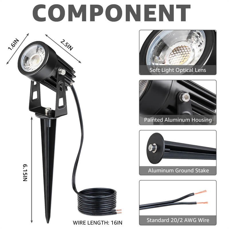 Low Voltage 3W Waterproof Landscape LED Spotlights with Connectors 4 Pack CLWS-03-04C SUNVIE