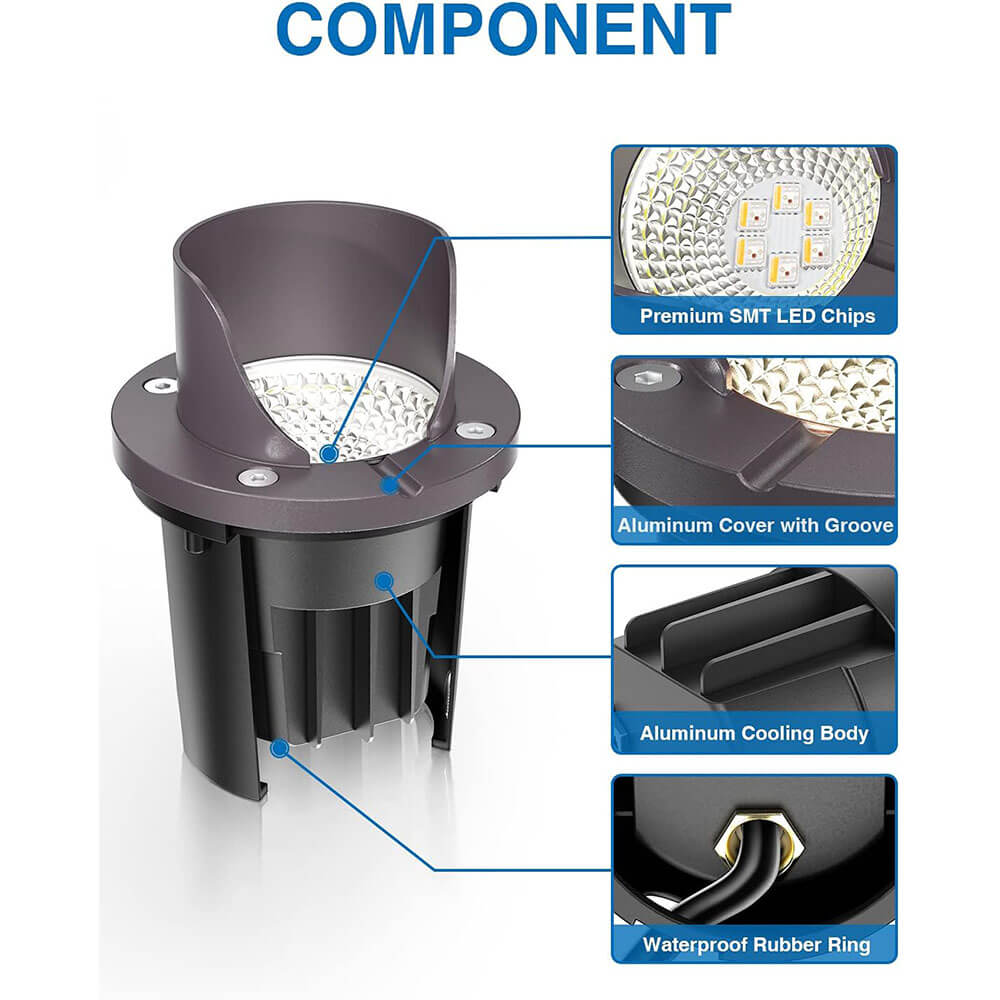 Low Voltage 12W RGBW Color Changing LED Shielded In-Ground Well Lights with Wire Connectors 8 Pack MDRL-12-08C SUNVIE