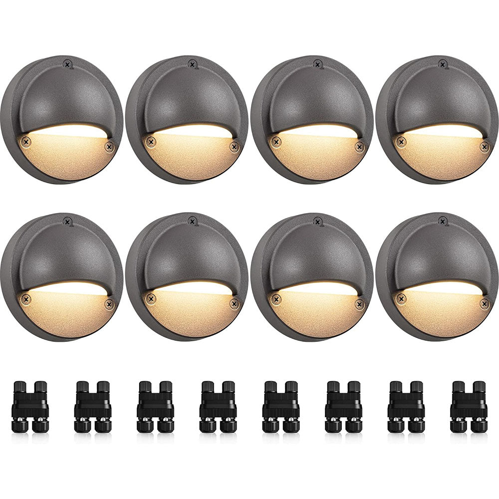 5W Low Voltage LED Grey Landscape Deck Lights with Fastlock2 Wire Connectors 8 Pack BLWY-05-08C SUNVIE