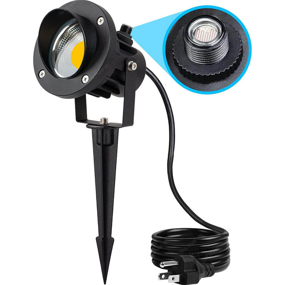 120V 20W 3000K Warm White Outdoor LED Spotlight with Photocell Sensor & Stake & 6FT Cord CHWP-20-01 SUNVIE