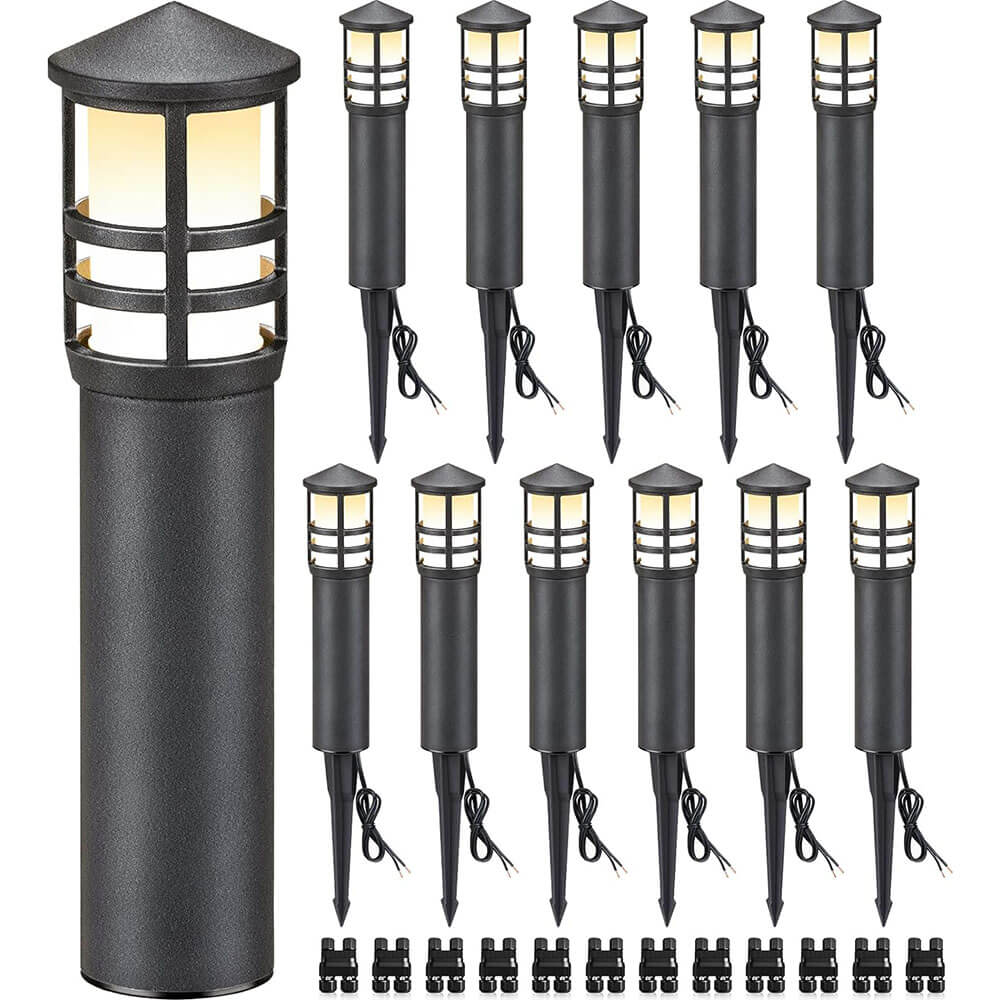 Low Voltage 3W Landscape Pathway Bollard Lights with CRI 90+ ETL Listed Cord 12 Pack LYAWB-03-12C SUNVIE