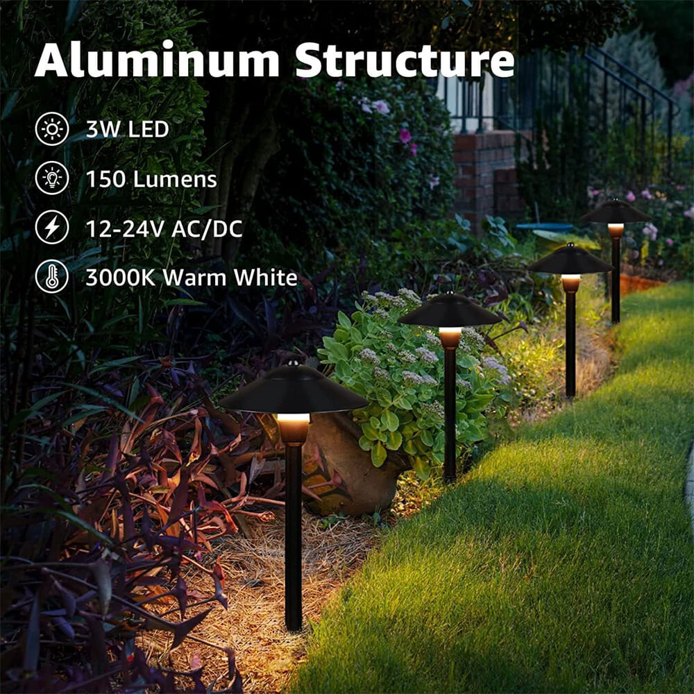 Low Voltage 12-24V 3W Waterproof Aluminum Pathway Lights with Connectors 2 Pack LSAWB-03B-02C SUNVIE