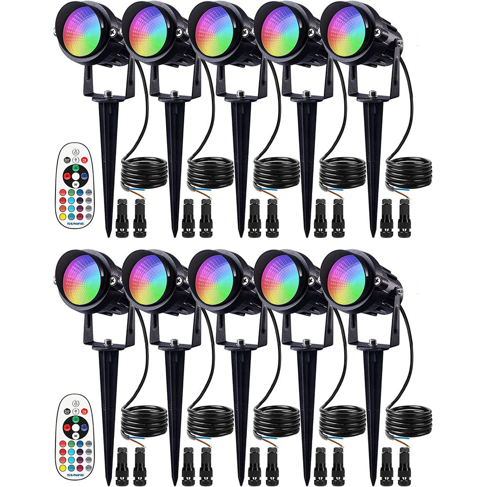 Low Voltage 12W RGB Color Changing LED Landscape Lights with Connector 10 Pack CLRS-12-10C SUNVIE