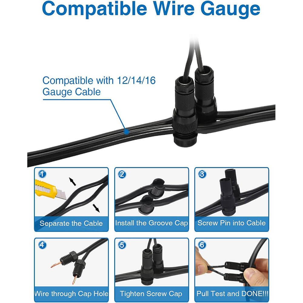 Low Voltage 12W LED Waterproof Outdoor Shielded In-Ground Well Lights with Wire Connectors 6 Pack MDWL-12-06C SUNVIE