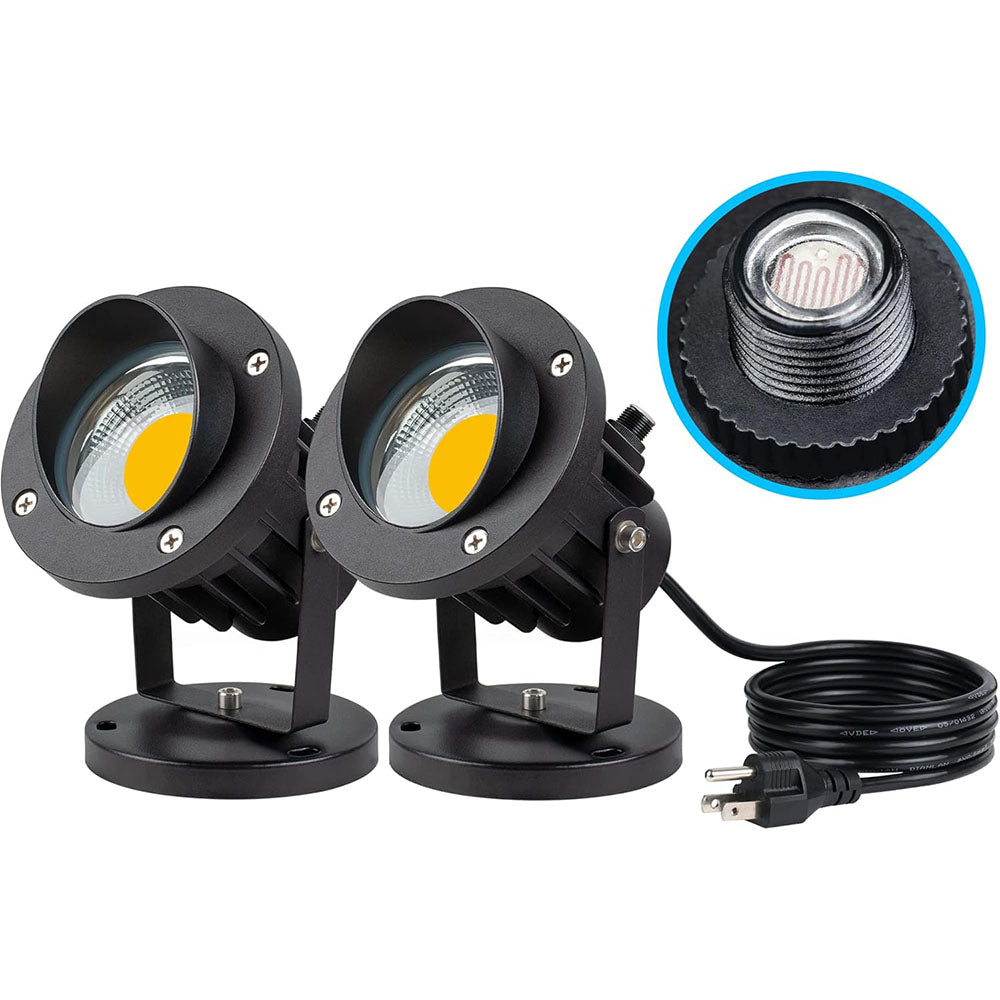 120V 20W 3000K LED Landscape Spotlight with Dusk to Dawn Photocell Sensor with 6 FT Cord 2 Pack CHWP-20-02P SUNVIE