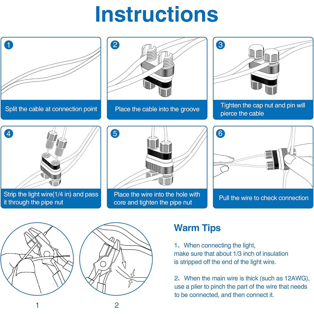 Fastlock2 Low Voltage 12-18 Gauge Landscape Light Cable Connector 20 Pack LVCO-02-20 SUNVIE