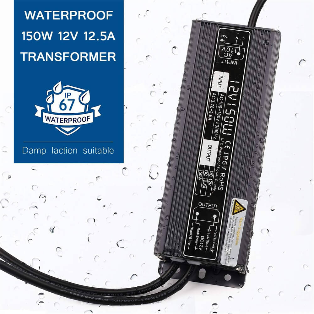 120V to 12V DC Constant Voltage 150W Waterproof LED Power Supply Transformer LVT-150AC SUNVIE