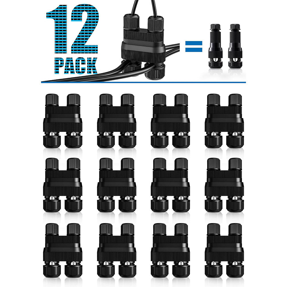 Fastlock2 Low Voltage 12-18 Gauge Landscape Light Cable Connector 12 Pack LVCO-02-12 SUNVIE