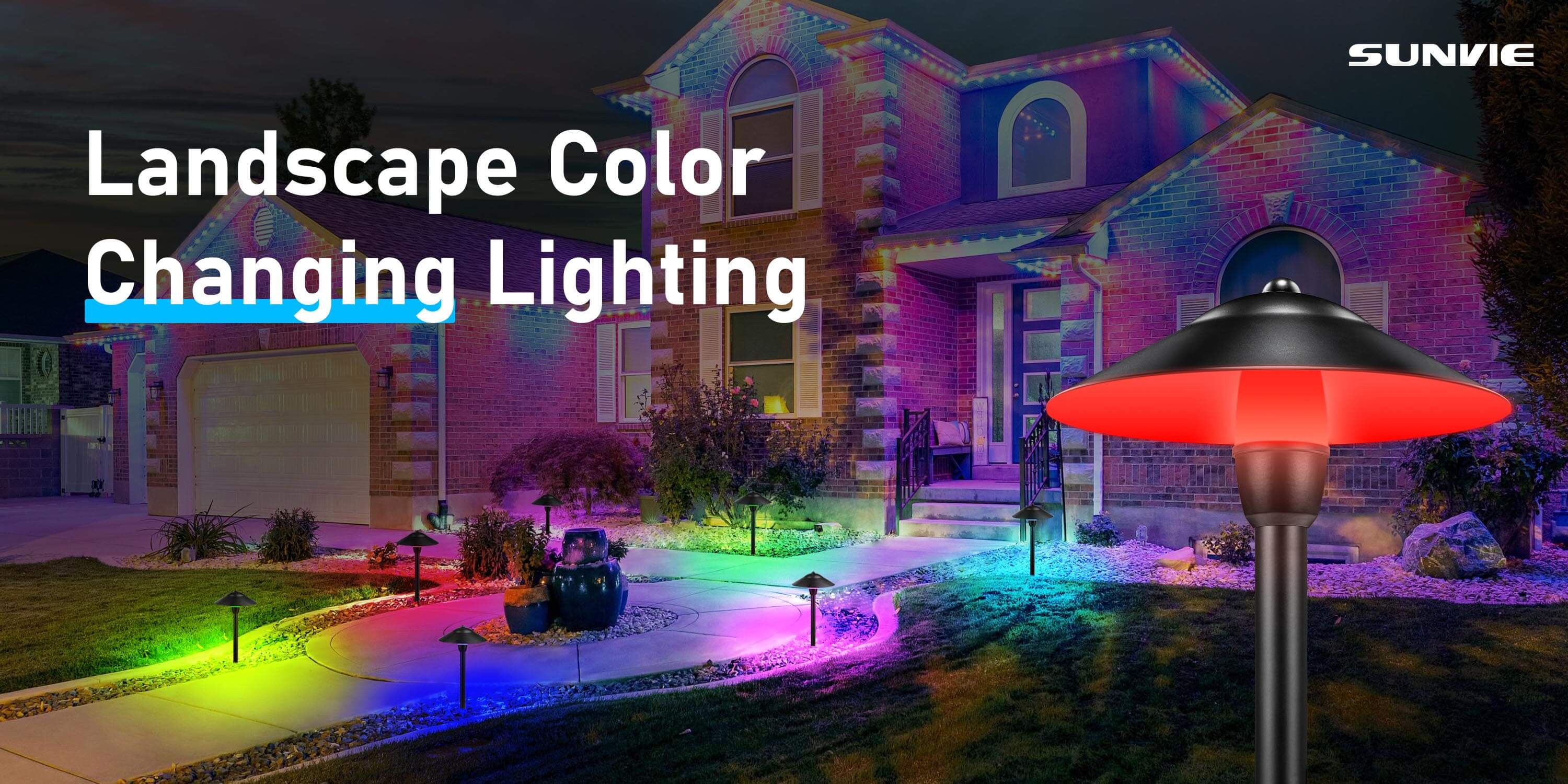 120V 12W RGB LED Color Changing Waterproof Outdoor Party Landscape Lights with Remote Control 4 Pack CHRS-12-04 SUNVIE