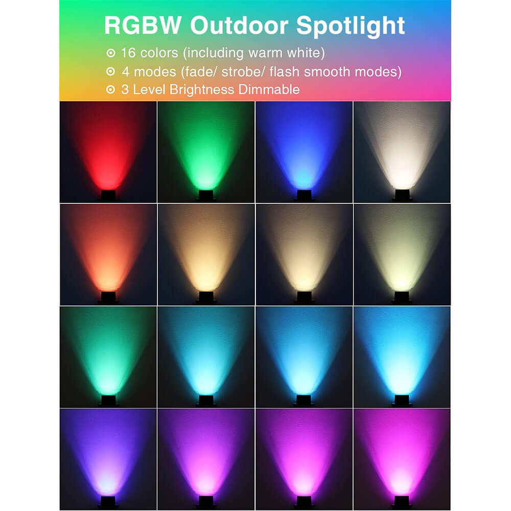 Low Voltage 12W RGBW Color Changing LED Shielded In-Ground Well Lights with Wire Connectors 8 Pack MDRL-12-08C SUNVIE