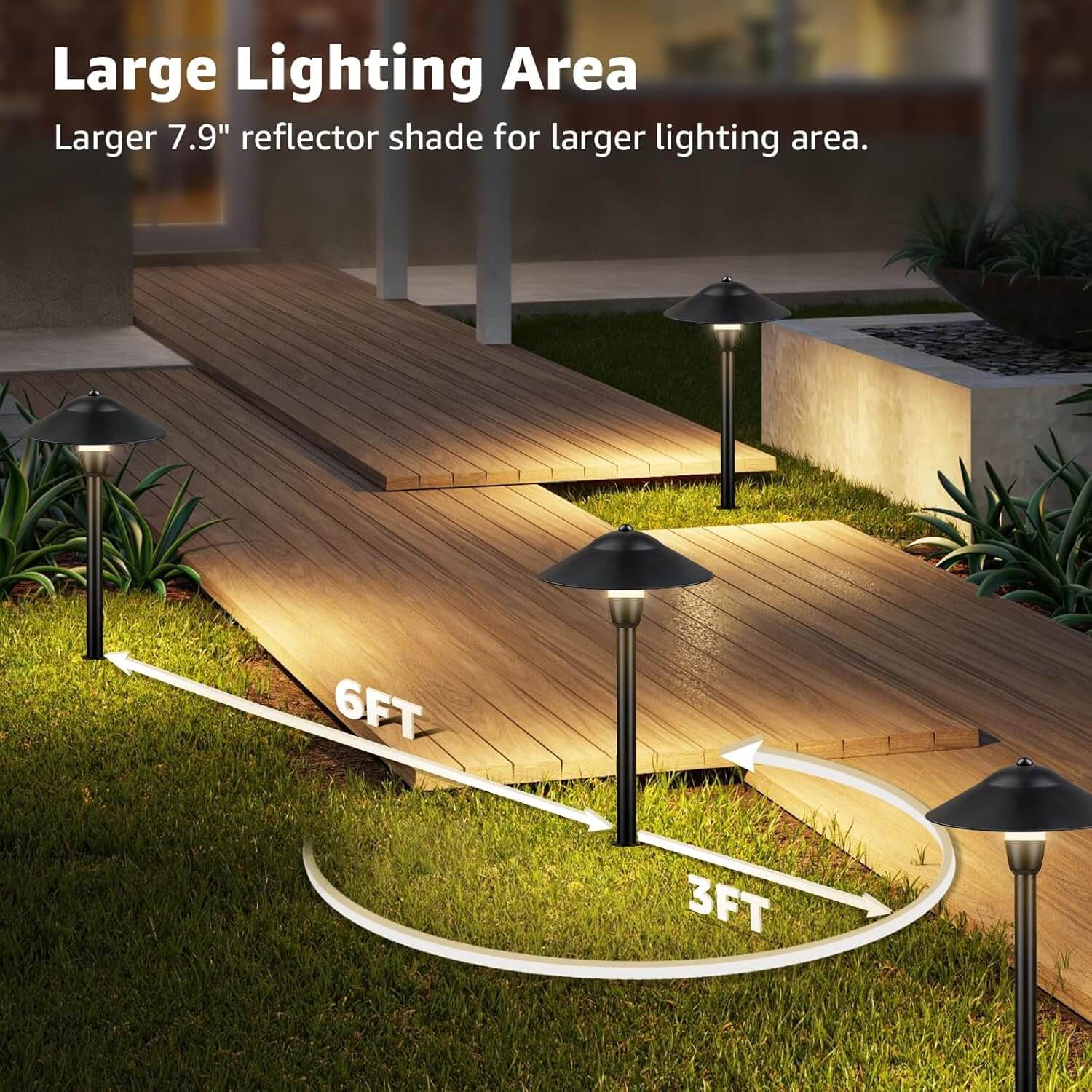 3W LED Low Voltage Landscape Pathway Lights Kit with 60W Transformer & Connectors 8 Pack KT-W8PA SUNVIE