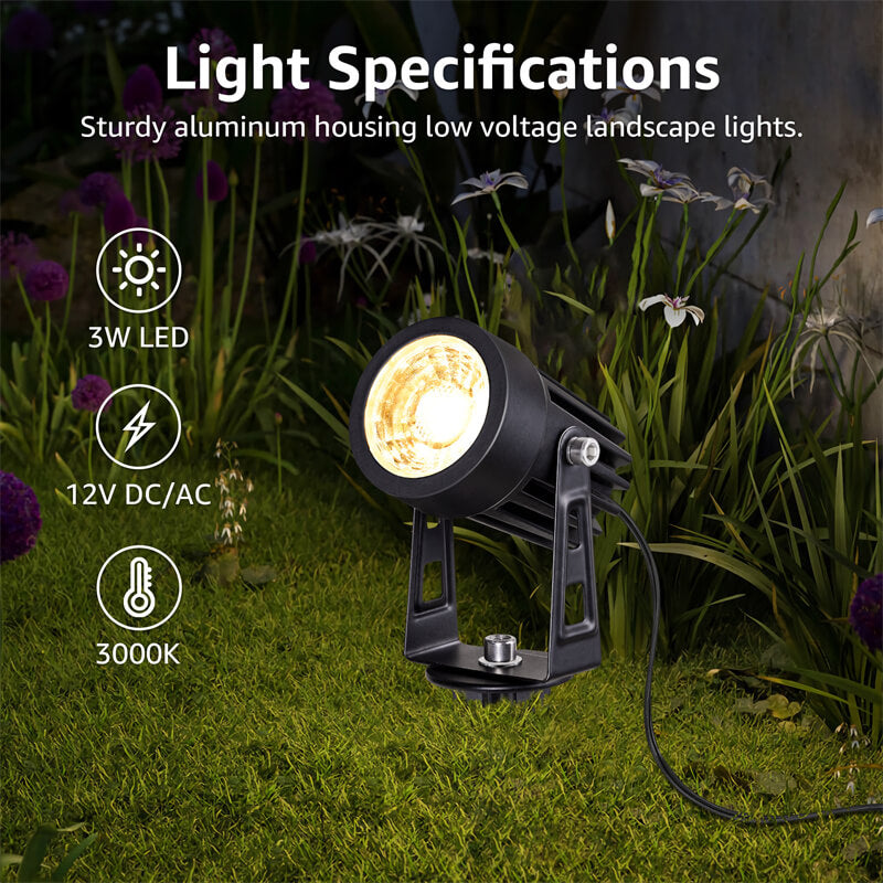 Low Voltage 3W Waterproof Landscape LED Spotlights with Connectors 4 Pack CLWS-03-04C SUNVIE