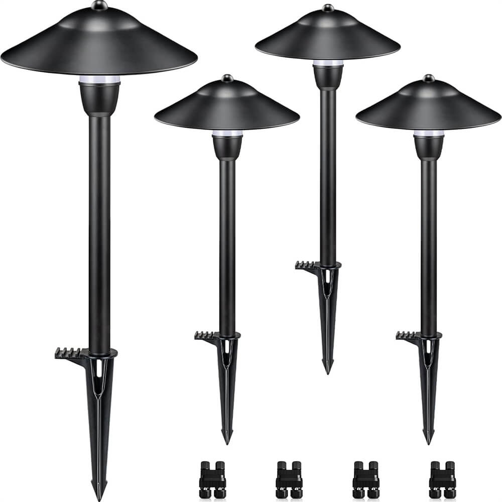 LED Low Voltage 3W Cast-Aluminum Landscape Pathway Lights with ETL Listed Cord 4 Pack LSAWB-03-04C SUNVIE