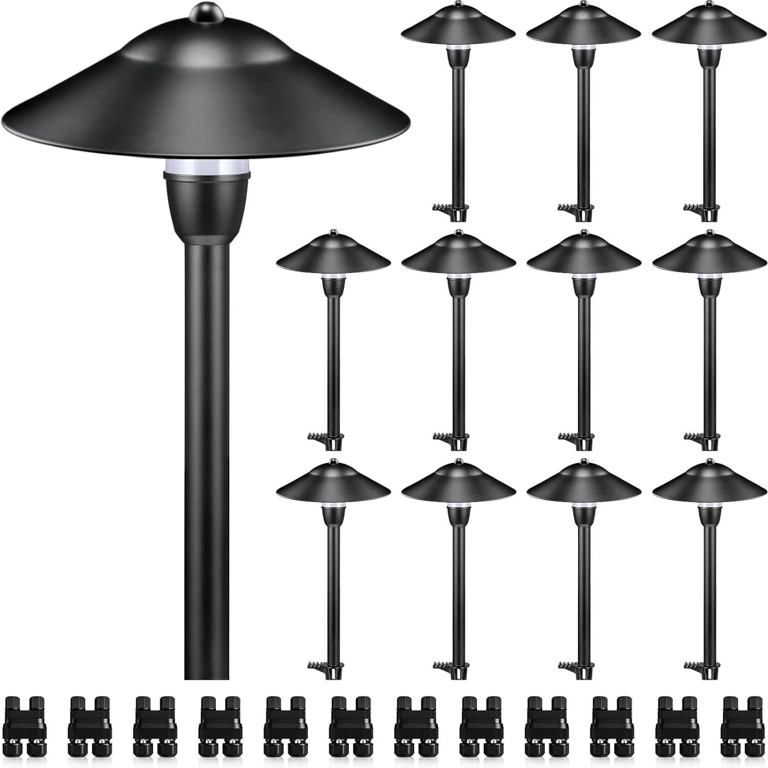 LED Low Voltage 3W Cast-Aluminum Landscape Pathway Lights with ETL Listed Cord 12 Pack LSAWB-03-12C SUNVIE