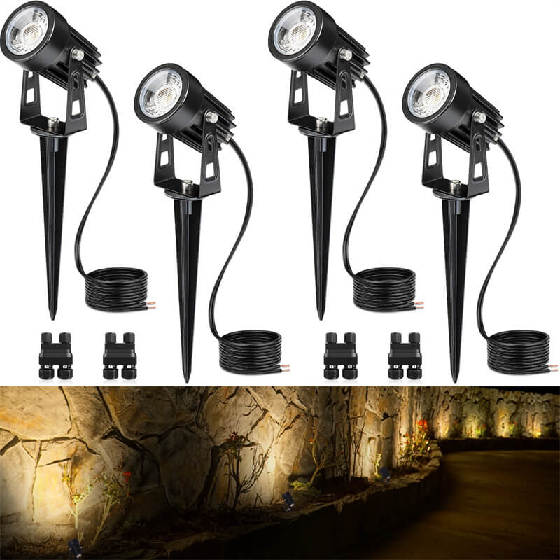 Low Voltage 3W Waterproof Landscape LED Spotlights with Connectors 4 Pack CLWS-03-04C SUNVIE