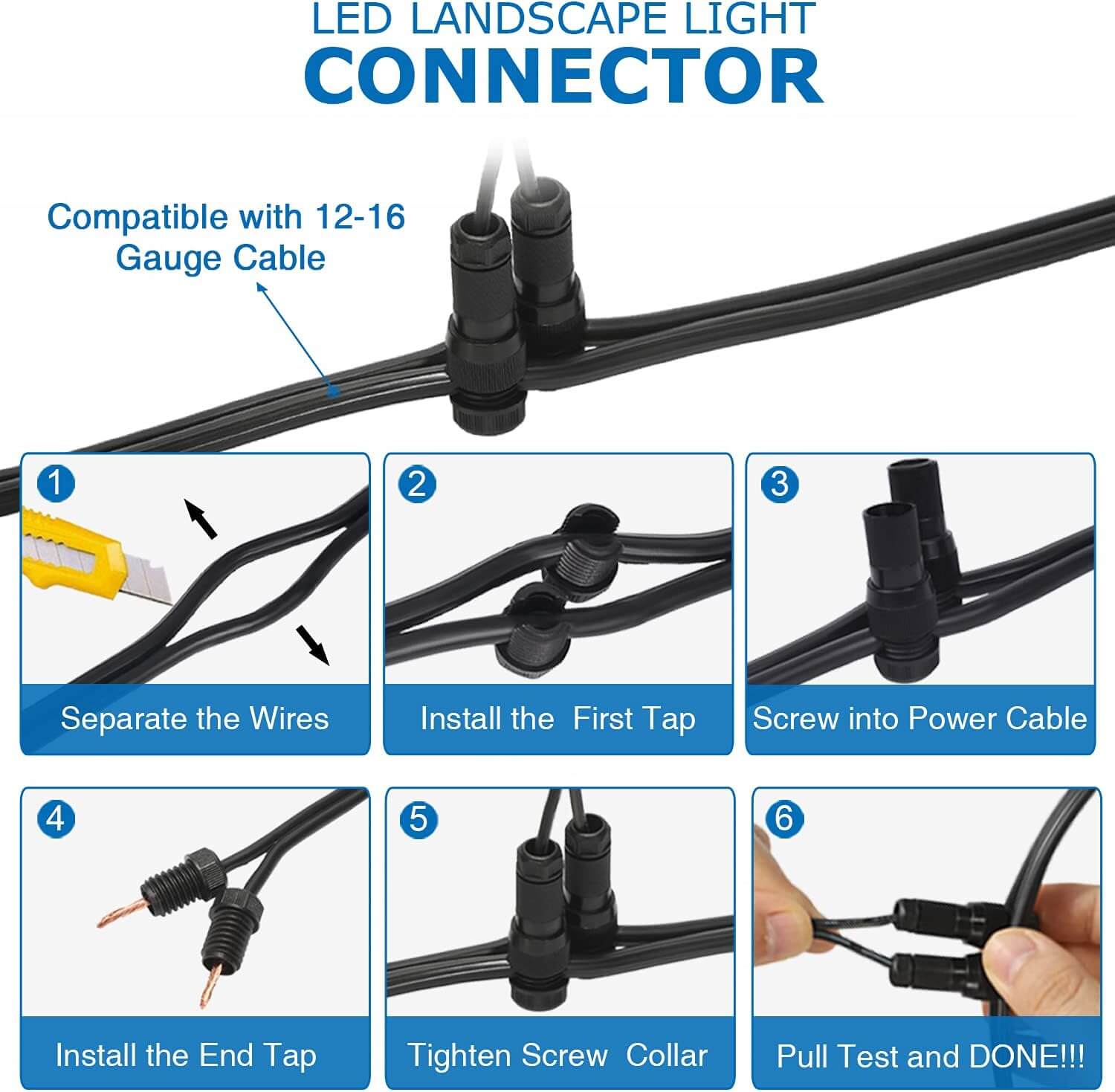 Low Voltage 12W Waterproof Landscape Lighting (AC/DC 12V) with Spike Stand & Connectors 2 Pack CLWS-12B-02C SUNVIE