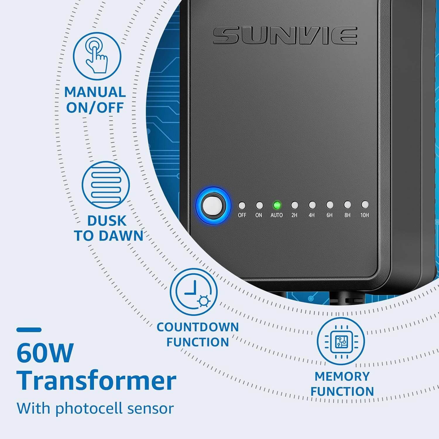 3W Low Voltage LED Pathway Lighting Kit with 60W Transformer & Wire & Connectors 8 Pack KTW-W8PA SUNVIE