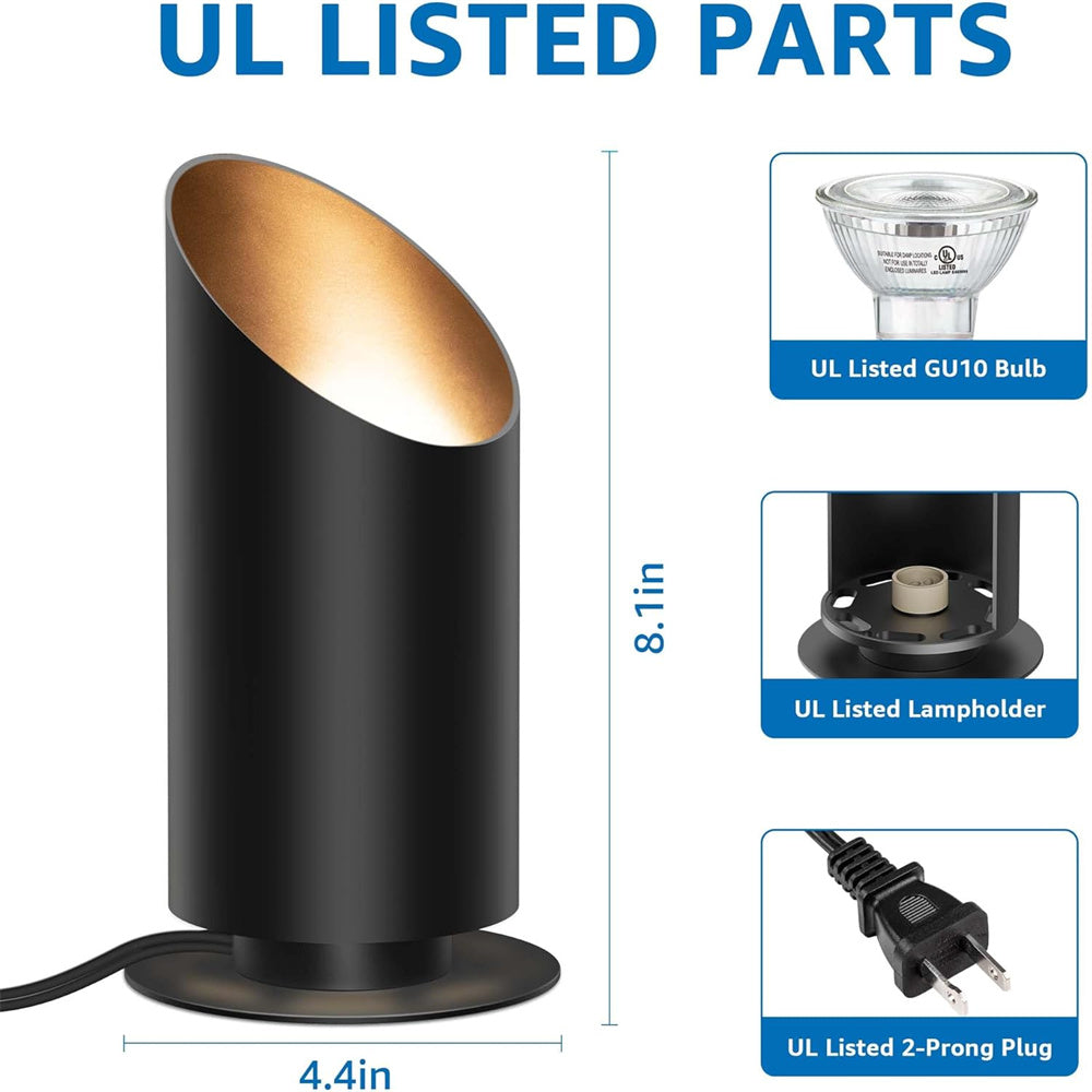 5W Uplighting Floor Can Light with 2700K GU10 Bulbs & 5.9 FT Cord & Foot Switch 2 Pack FCL-03B-02 SUNVIE