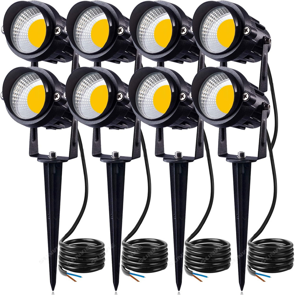 Low Voltage 12W LED Waterproof Landscape Lights (900LM) with Spike Stand 8 Pack CLWS-12-08CA SUNVIE