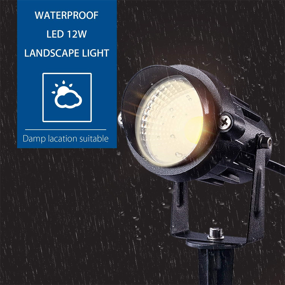 Low Voltage 12W LED Waterproof Landscape Lights (900LM) with Spike Stand 8 Pack CLWS-12-08CA SUNVIE