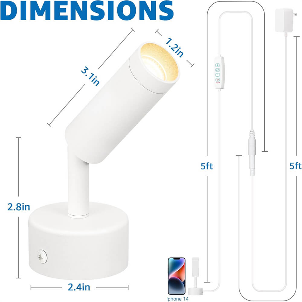 120V 3W White LED Dimmable Indoor Floor Uplighting Spotlight Lamp 2 Pack SWND-03-02W SUNVIE