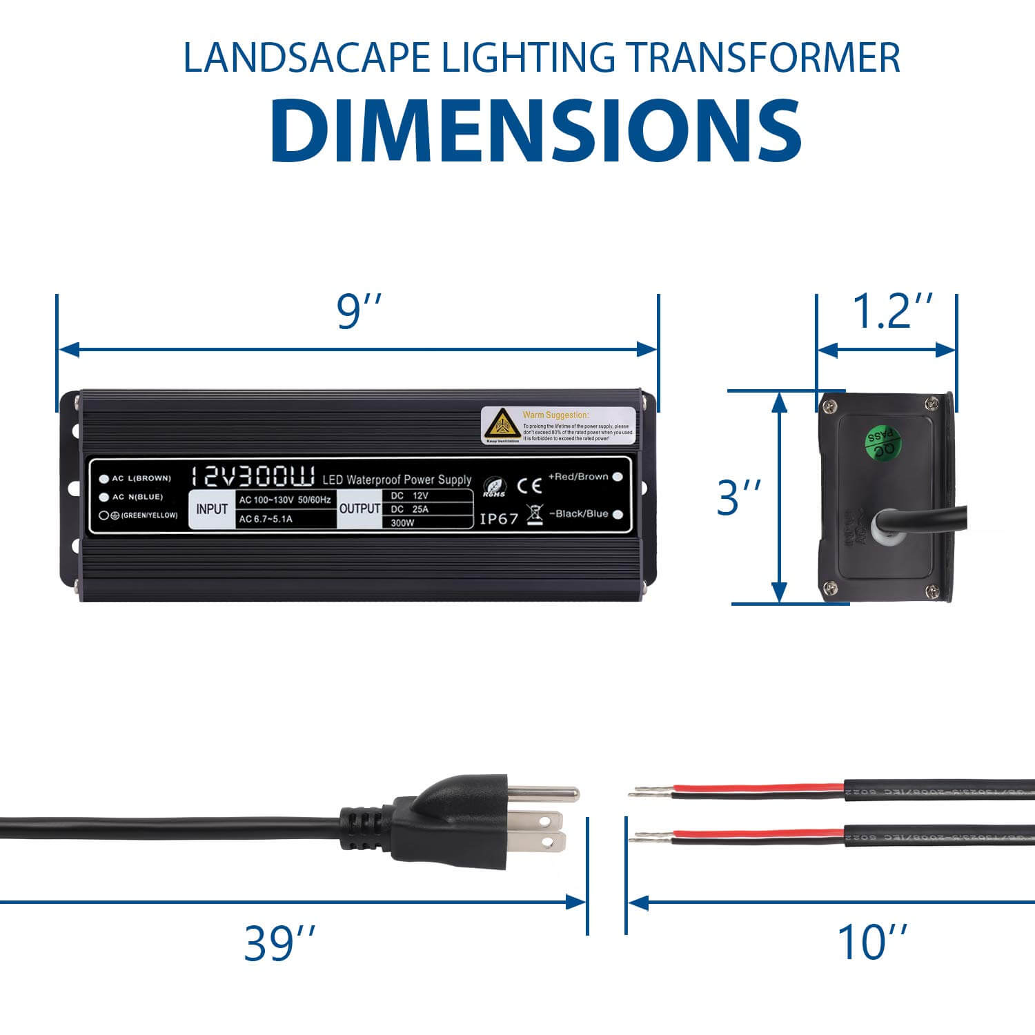 120V to 12V DC Constant Voltage 300W Waterproof LED Power Supply Transformer LVT-300AC SUNVIE