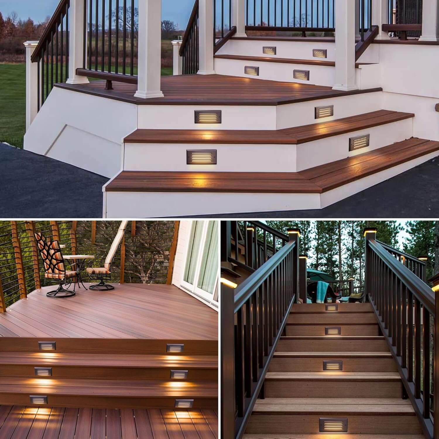 5W Low Voltage Grey Step Lights with Horizontal Louver Faceplate & Fastlock2 Connectors 12 Pack BLWF-05-12C SUNVIE