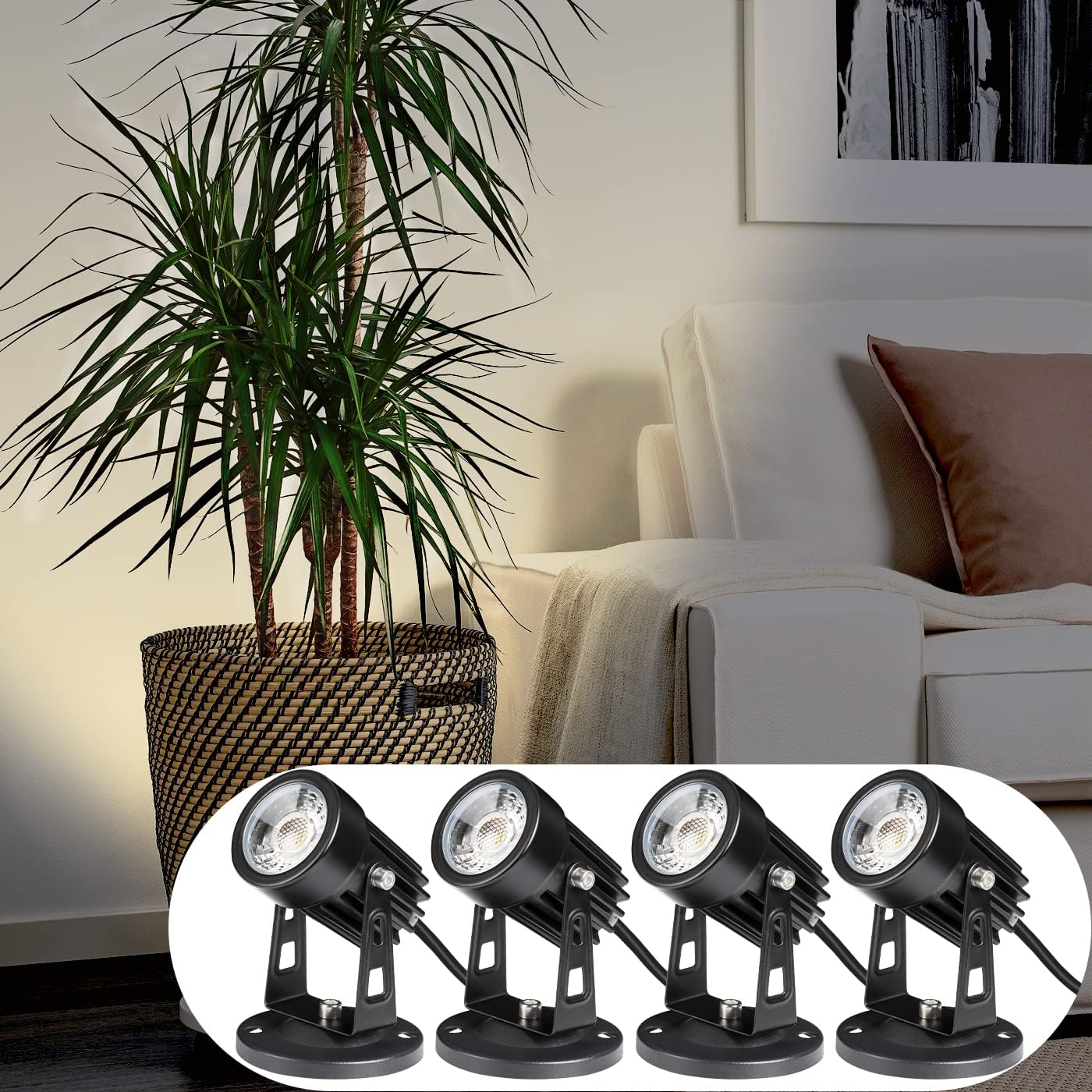 120V Warm White0 Indoor LED Spot Lights With 5.9 FT Cord & Floor Foot Switch 4 Pack SHWS-03-04 SUNVIE