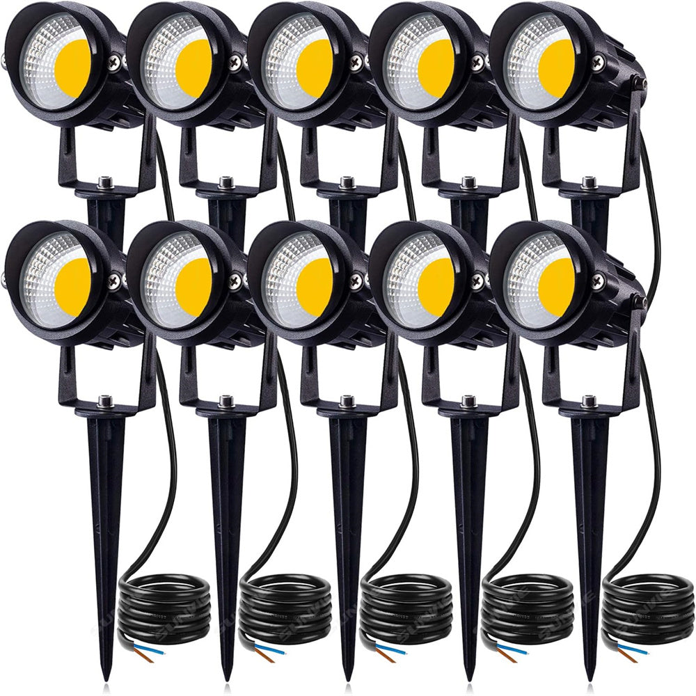 Low Voltage 12W LED Waterproof Outdoor Landscape Spotlights with Spike Stand 10 Pack CLWS-12-10 SUNVIE