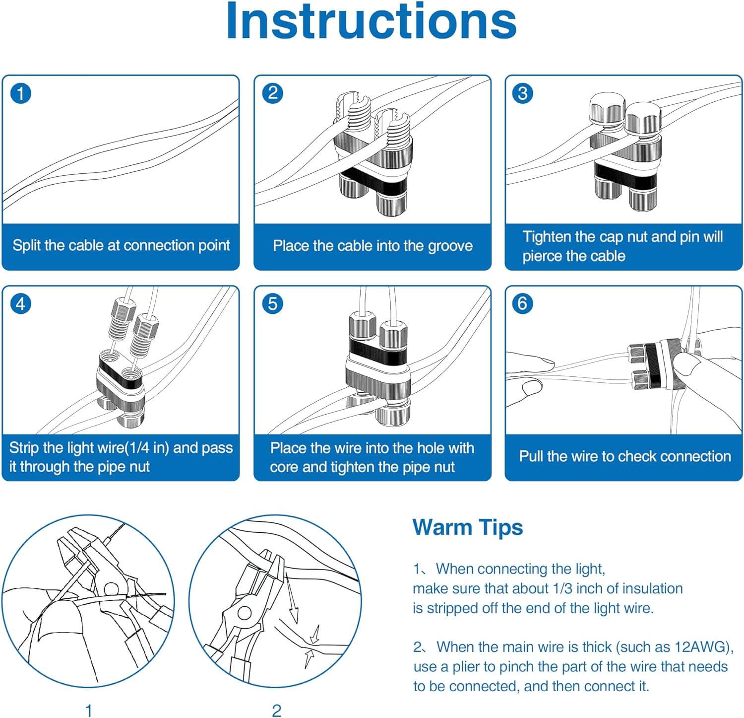 Fastlock2 Low Voltage 12-18 Gauge Landscape Light Cable Connector 8 Pack LVCO-02-08 SUNVIE