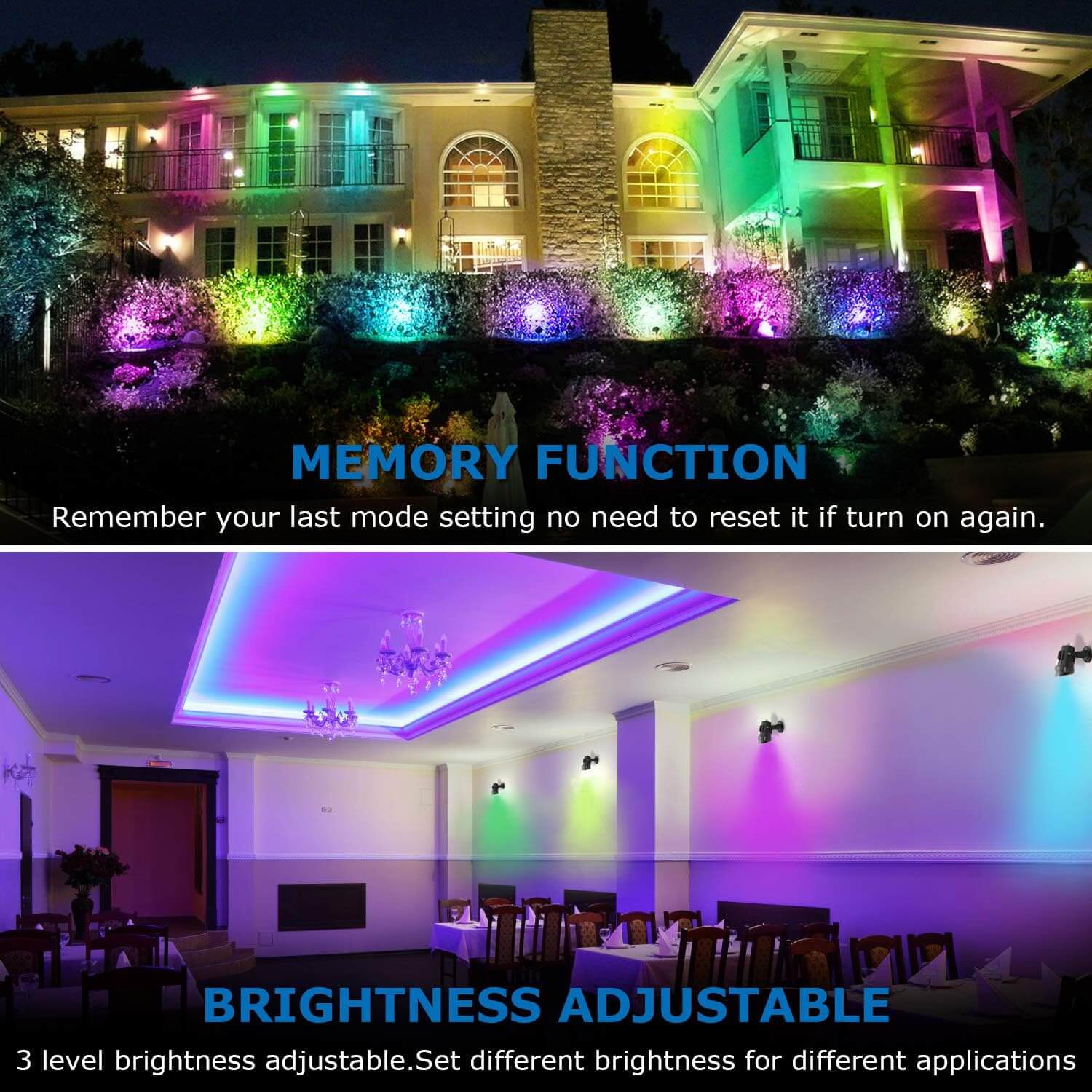 120V 6W RGB Color Changing Outdoor Waterproof Landscape Lights with Remote Control 2 Pack CHRS-06-02 SUNVIE