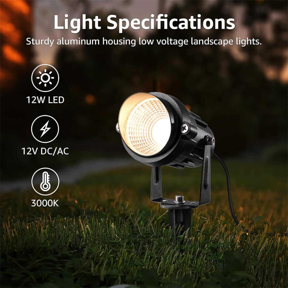 Low Voltage Waterproof Aluminum Landscape Lights with 300W Transformer Lighting Kit 12 Pack KT-W12S SUNVIE