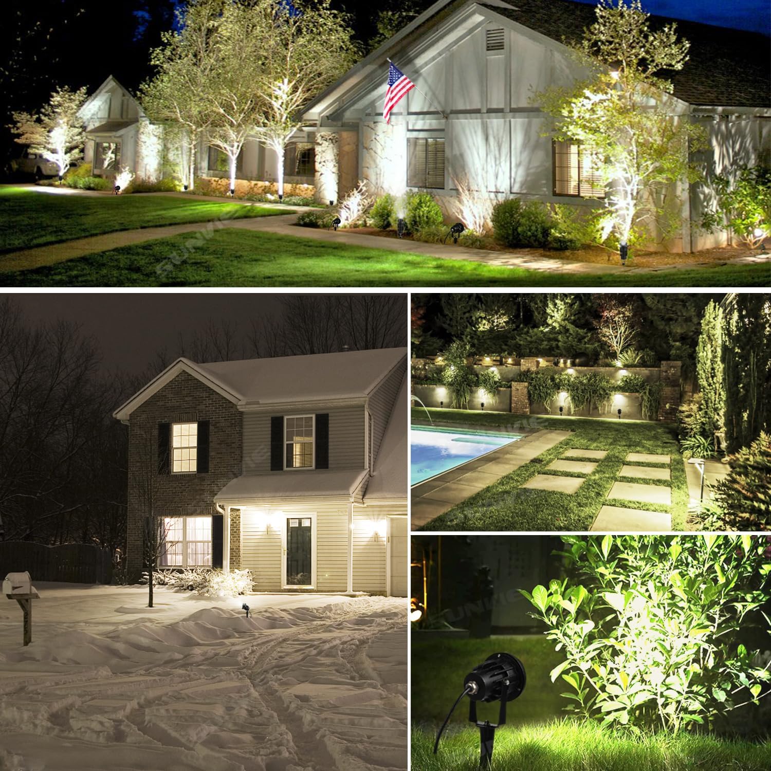 120V 20W Ultra Warm White Waterproof Outdoor LED Landscape Spotlight 2 Pack CHWS-20-02 SUNVIE