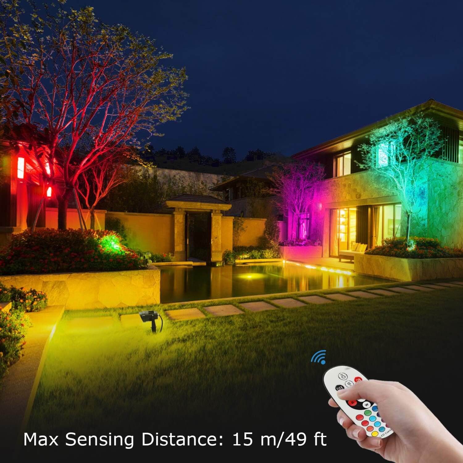 120V 6W RGB Color Changing Outdoor Waterproof Landscape Lights with Remote Control 2 Pack CHRS-06-02 SUNVIE