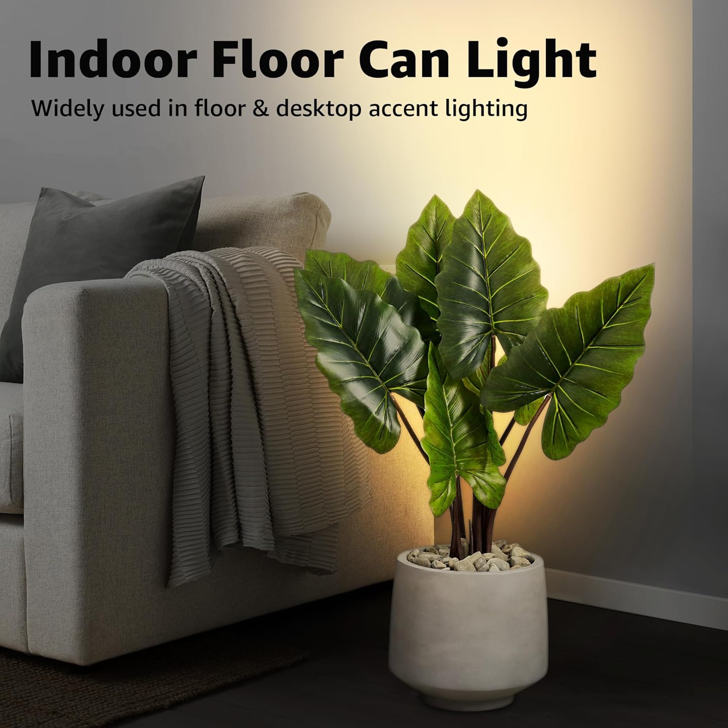 5W Black Indoor Floor Can Uplighting Spotlight with 2700K GU10 Bulb Accent & Foot Switch 4 Pack FCL-01B-04 SUNVIE