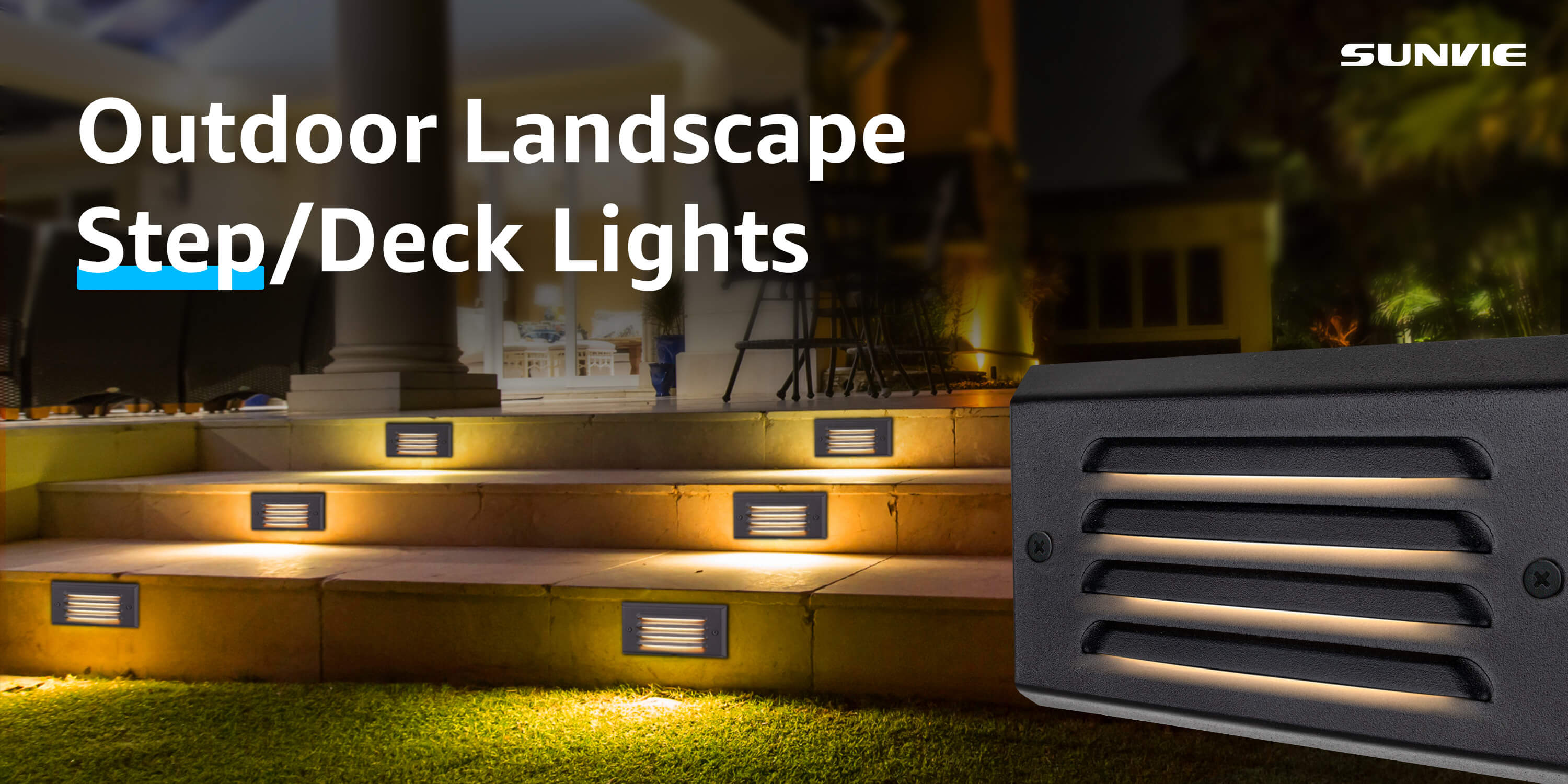 5W Low Voltage LED Landscape Deck Lights with Fastlock2 Wire Connectors 12 Pack BLWYB-05-12C SUNVIE